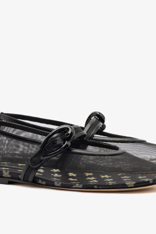 Sapatilha Verona Mesh Tela e Couro Preto Ballerina Larroudé