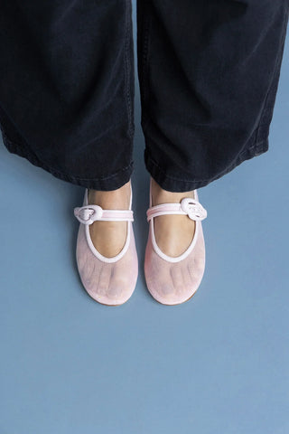 Sapatilha Verona Mesh Tela e Couro Rosa Ballerina Larroudé