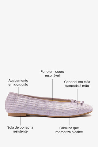 Sapatilha Pavlova Ráfia Lilás Ballerina Larroudé
