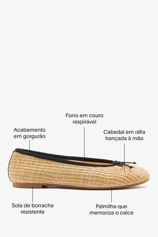Sapatilha Pavlova Ráfia Natural Ballerina Larroudé