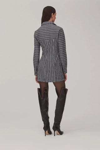 Vestido Bustiê Annie Algodão Listrado Preto e Branco Vestuario Larroudé x Jonathan Cohen
