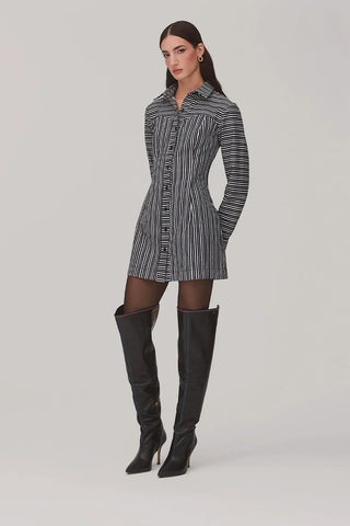 Vestido Bustiê Annie Algodão Listrado Preto e Branco Vestuario Larroudé x Jonathan Cohen