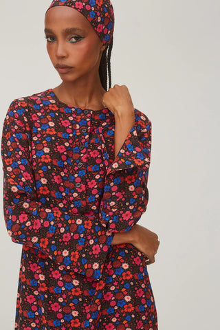 Vestido Túnica Dede Seda Floral Preto Vestuario Larroudé x Jonathan Cohen