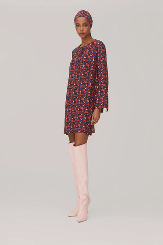 Vestido Túnica Dede Seda Floral Preto Vestuario Larroudé x Jonathan Cohen