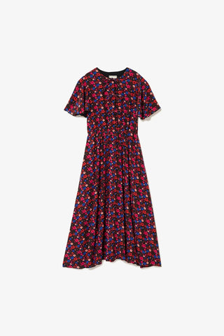 Vestido Nicole Seda Floral Preto Vestuario Larroudé x Jonathan Cohen
