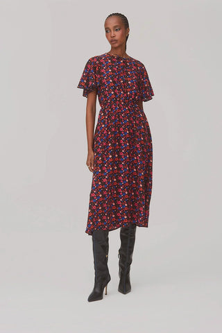 Vestido Nicole Seda Floral Preto Vestuario Larroudé x Jonathan Cohen