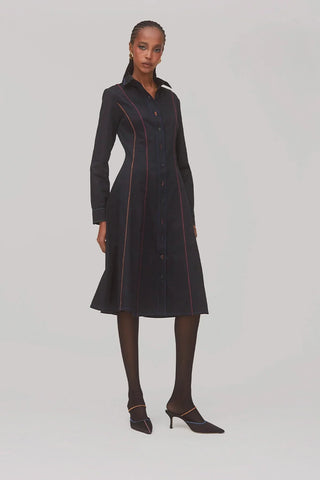 Vestido Chemise Elena Algodão Preto Vestuario Larroudé x Jonathan Cohen