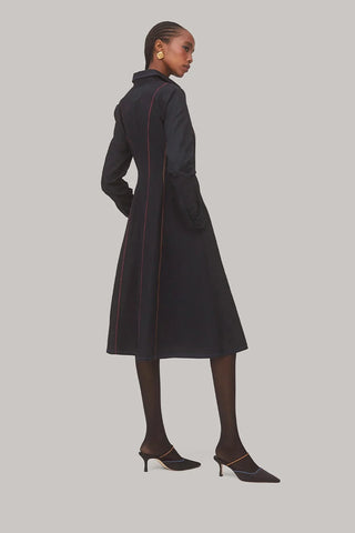 Vestido Chemise Elena Algodão Preto Vestuario Larroudé x Jonathan Cohen