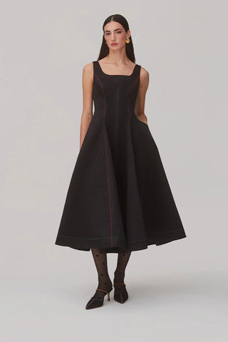 Vestido Sophia Cetim Preto Vestuario Larroudé x Jonathan Cohen