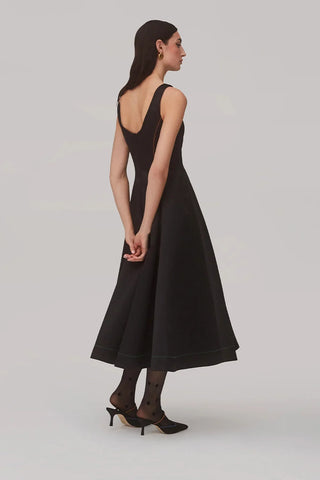 Vestido Sophia Cetim Preto Vestuario Larroudé x Jonathan Cohen