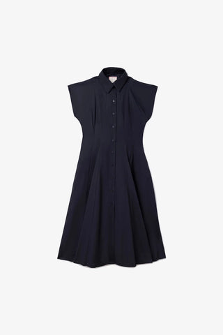 Vestido Chemise Jessica Percal Preto Clothing Larroudé x Jonathan Cohen