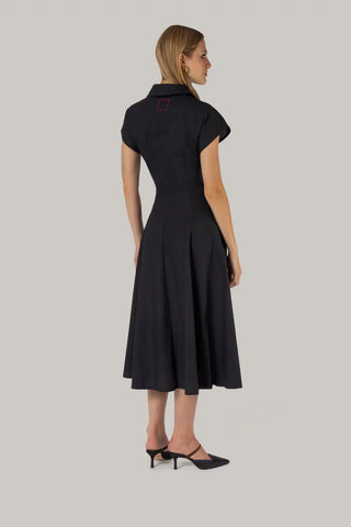 Vestido Chemise Jessica Percal Preto Clothing Larroudé x Jonathan Cohen
