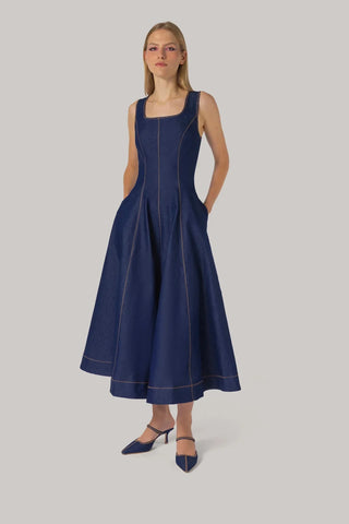 Vestido Sophia Jeans Azul Clothing Larroudé x Jonathan Cohen