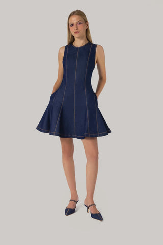 Vestido Sarah Jeans Azul Clothing Larroudé x Jonathan Cohen