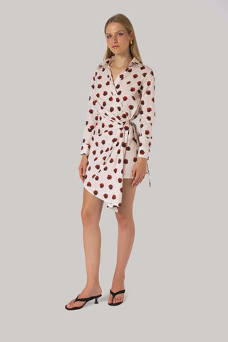 Vestido Transpassado Sashi Algodão Floral Branco Clothing Larroudé x Jonathan Cohen