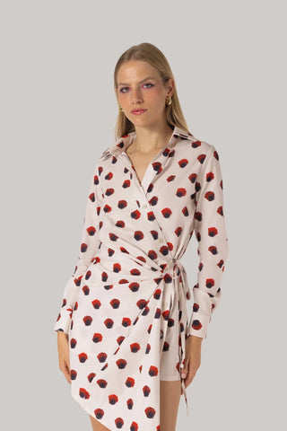 Vestido Transpassado Sashi Algodão Floral Branco Clothing Larroudé x Jonathan Cohen