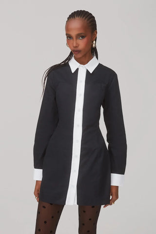 Vestido Bustiê Annie Algodão Preto e Branco Vestuario Larroudé x Jonathan Cohen