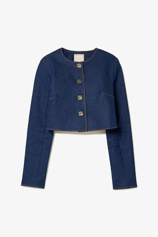 Jaqueta Cropped Gloria Jeans Azul Vestuario Larroudé x Jonathan Cohen