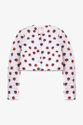 Jaqueta Cropped Gloria Algodão Floral Branco Clothing Larroudé x Jonathan Cohen