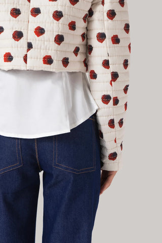 Jaqueta Cropped Gloria Algodão Floral Branco Clothing Larroudé x Jonathan Cohen