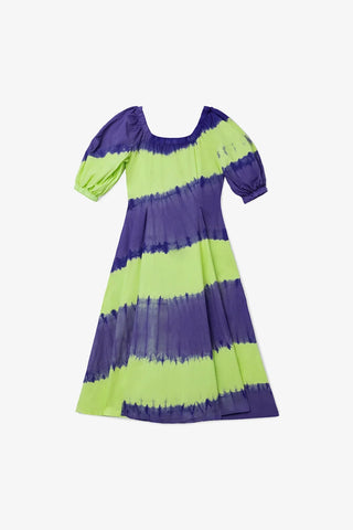 Vestido Marissa Algodão Tie Dye Roxo e Verde Clothing Larroudé x Jonathan Cohen