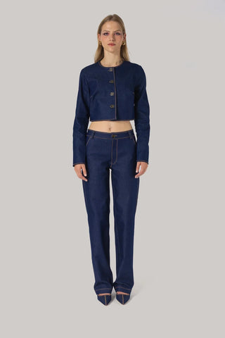 Calça Carola Jeans Azul Clothing Larroudé x Jonathan Cohen