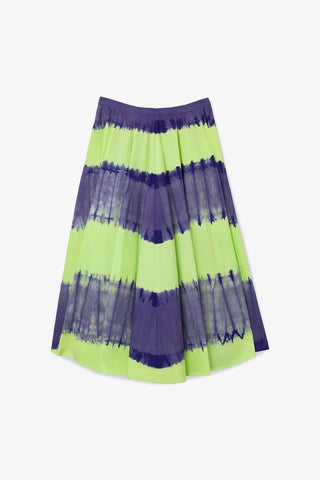 Saia Sharon Algodão Tie Dye Roxo e Verde Clothing Larroudé x Jonathan Cohen