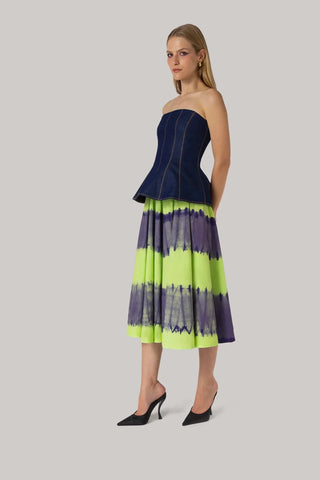 Saia Sharon Algodão Tie Dye Roxo e Verde Clothing Larroudé x Jonathan Cohen