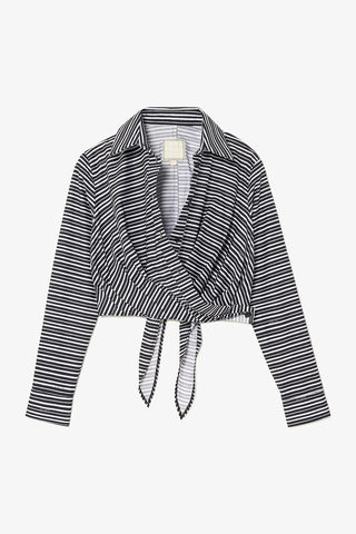 Blusa Amarração Rose Algodão Preto e Branco Vestuario Larroudé x Jonathan Cohen