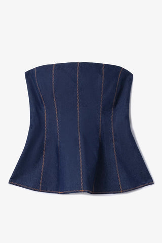 Blusa Bustiê Claire Jeans Azul Clothing Larroudé x Jonathan Cohen