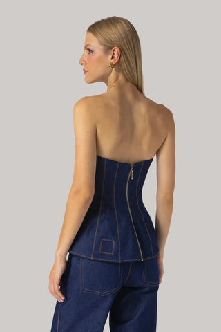 Blusa Bustiê Claire Jeans Azul Clothing Larroudé x Jonathan Cohen