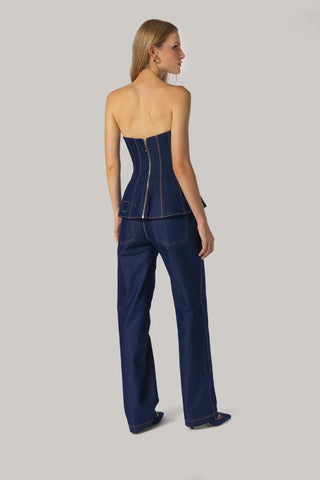 Blusa Bustiê Claire Jeans Azul Clothing Larroudé x Jonathan Cohen