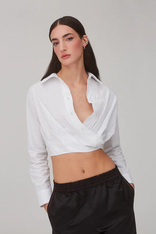 Blusa Amarração Rose Algodão Branco Vestuario Larroudé x Jonathan Cohen