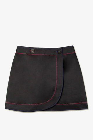 Mini Saia Marina Cetim Preto Vestuario Larroudé x Jonathan Cohen