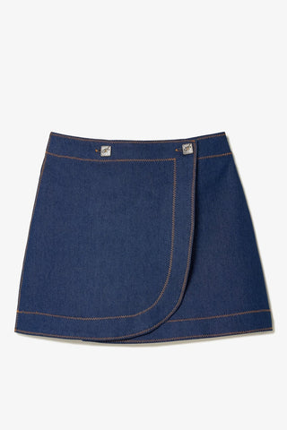 Mini Saia Marina Jeans Azul Vestuario Larroudé x Jonathan Cohen