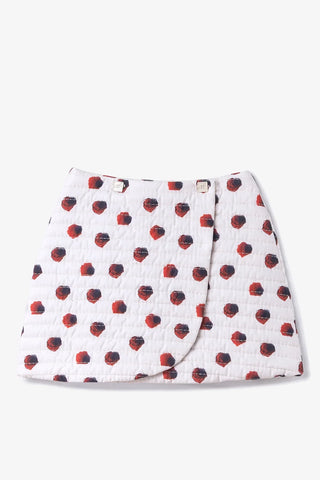 Mini Saia Marina Algodão Floral Branco Clothing Larroudé x Jonathan Cohen