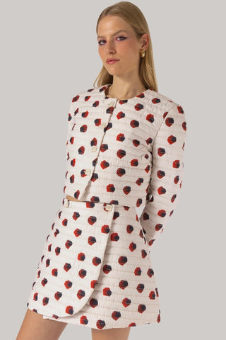 Mini Saia Marina Algodão Floral Branco Clothing Larroudé x Jonathan Cohen