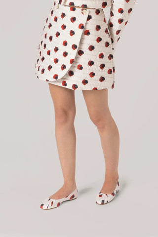 Mini Saia Marina Algodão Floral Branco Clothing Larroudé x Jonathan Cohen