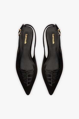 Slingback Nara Camurça e Couro Preto Pump Larroudé