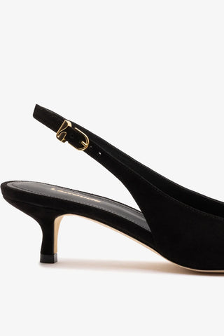 Slingback Nara Camurça e Couro Preto Pump Larroudé