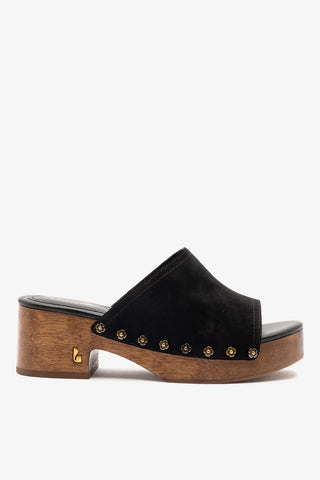 Mule Plataforma Willow Camurça Preto Sandal Larroudé