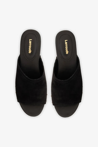 Mule Plataforma Willow Camurça Preto Sandal Larroudé