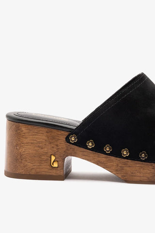 Mule Plataforma Willow Camurça Preto Sandal Larroudé