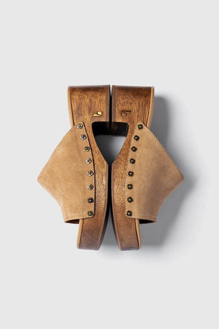 Mule Plataforma Willow Camurça Caramelo Sandal Larroudé