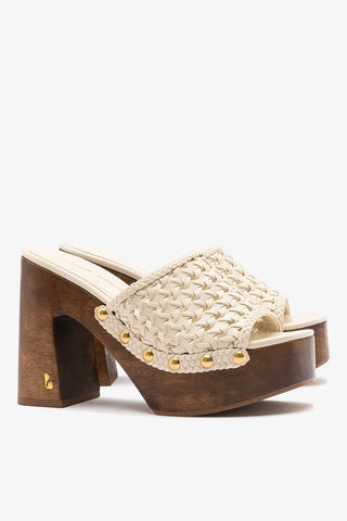 Larroudé x Kenneth Cole: Mule Macramê Couro Off White Mule Larroudé x Kenneth Cole