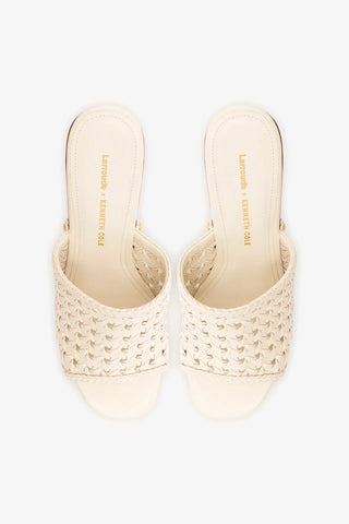 Larroudé x Kenneth Cole: Mule Macramê Couro Off White Mule Larroudé x Kenneth Cole