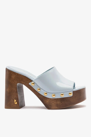 Larroudé x Kenneth Cole: Mule Couro Verniz Azul Mule Larroudé x Kenneth Cole