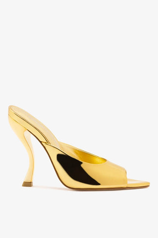 Larroudé x Nicolò B.: Mule Malibu Espelhado Dourado Larroudé x Nicolò Beretta