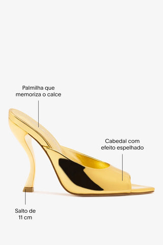 Larroudé x Nicolò B.: Mule Malibu Espelhado Dourado Larroudé x Nicolò Beretta
