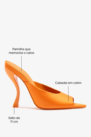 Larroudé x Nicolò B.: Mule Malibu Cetim Laranja Mule Larroudé x Nicolò Beretta